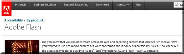 Auszug aus Adobe flash website